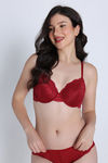 Zivame Dreamcatcher Padded Regular Wired 3/4th Coverage Lace Bra - Red Dahlia — thumbnail 2
